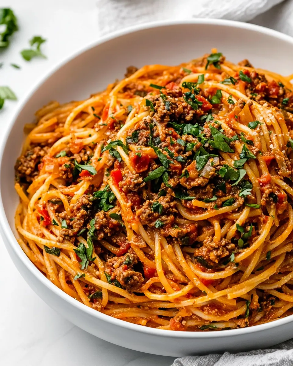 Savory 30 Minute Taco Spaghetti dish photo
