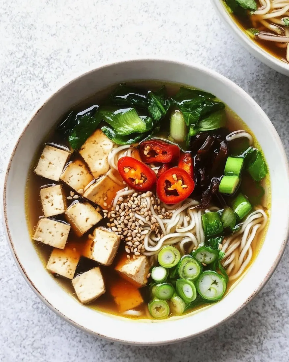 Quick 30 Minute Tofu and Veggie Ramen with Sesame Seeds and Chili Oil Recipe dish photo