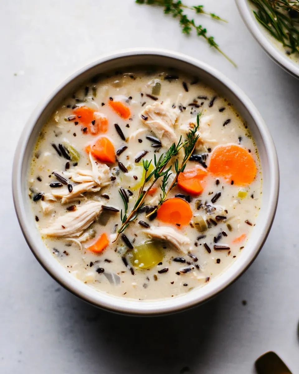 Tasty 5-Ingredient Creamy Chicken and Wild Rice Soup shot