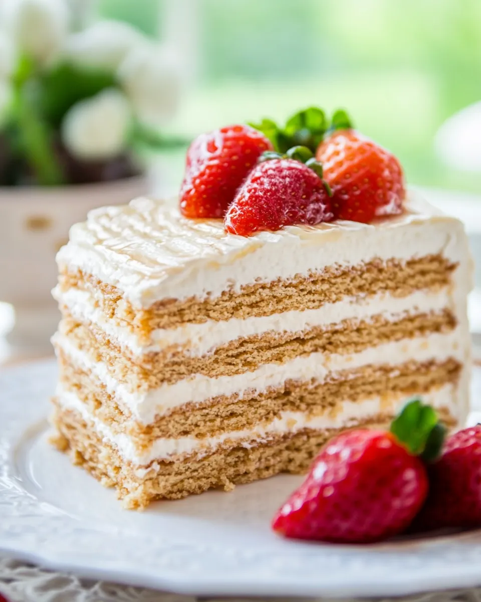 Delicious 8-Layer Honey Cake Recipe (Medovik) shot