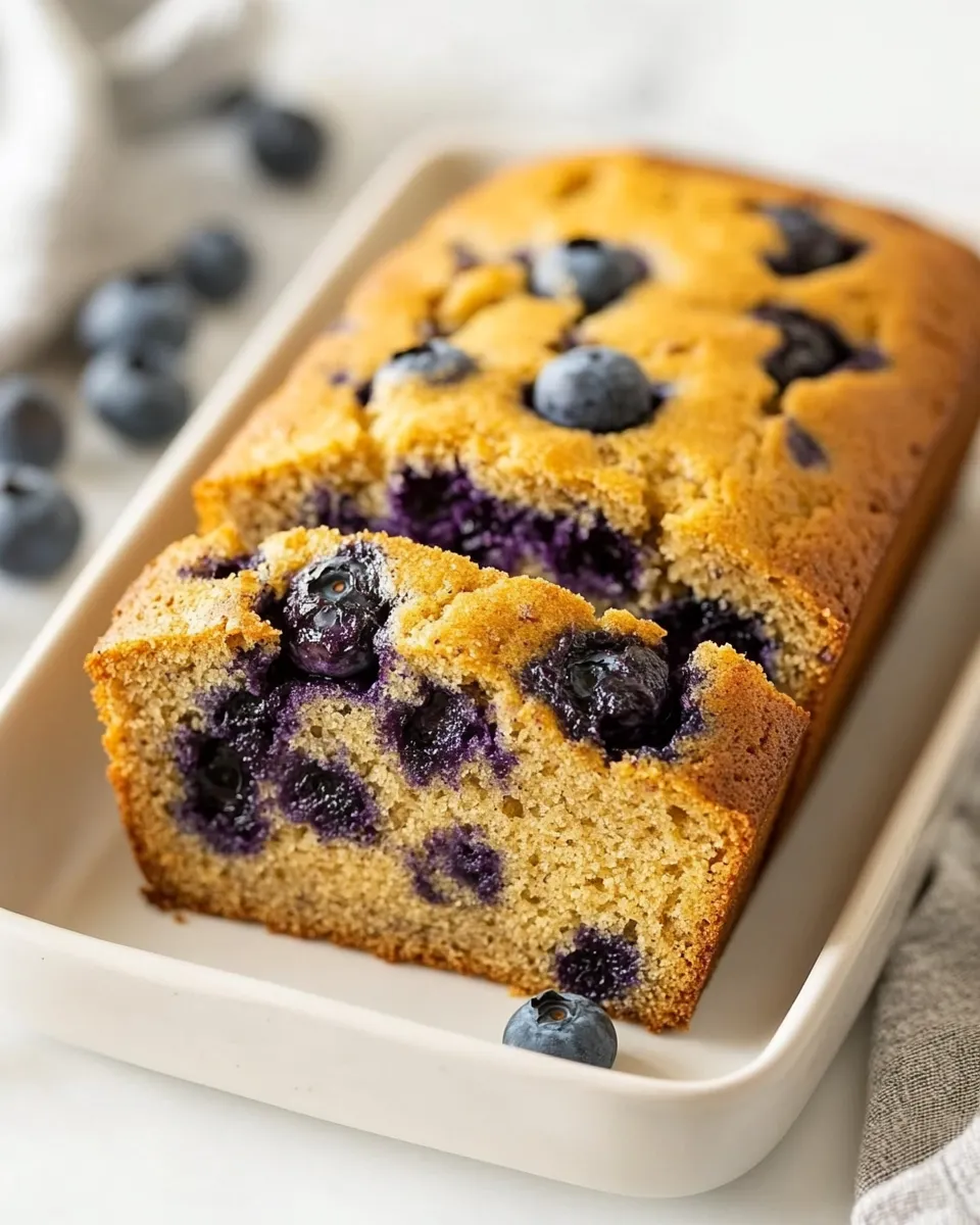 Healthy Almond Flour Blueberry Bread (Paleo) food shot