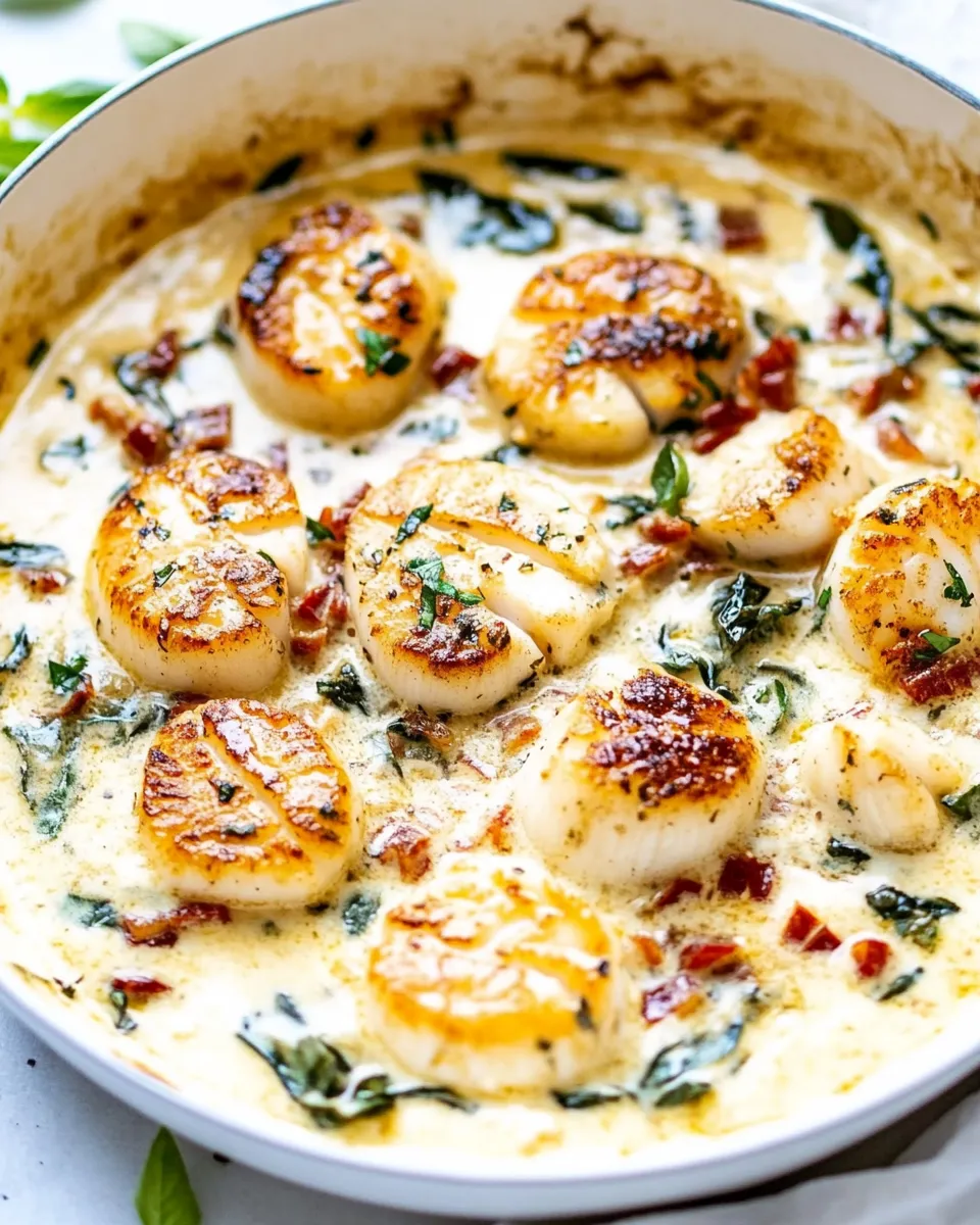 Savory Amazing Creamy Tuscan Garlic Scallops image
