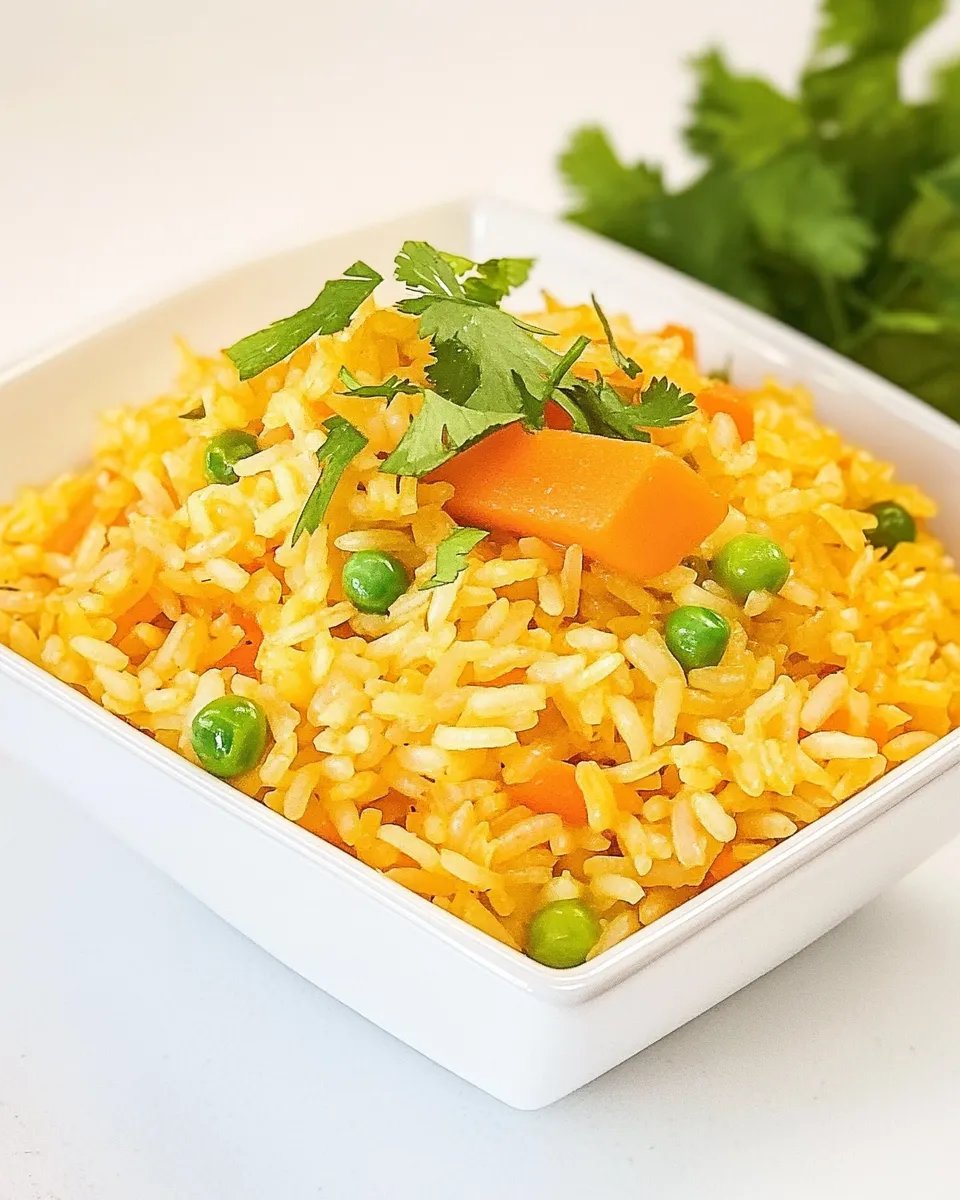 Classic Arroz Amarillo Recipe (Dominican Yellow Rice w. Carrot & Onion) shot