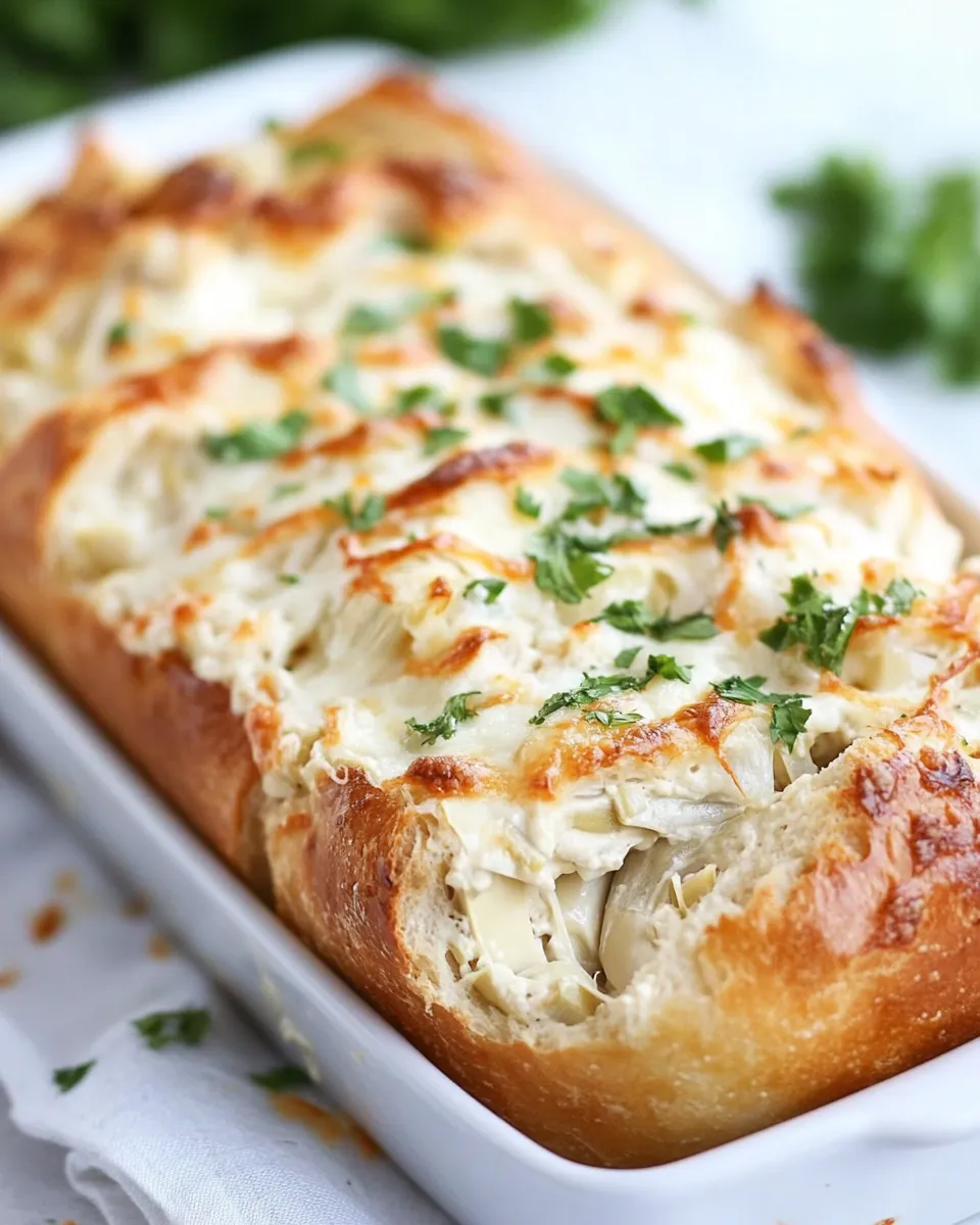 Homemade Artichoke Dip Stuffed Bread photo