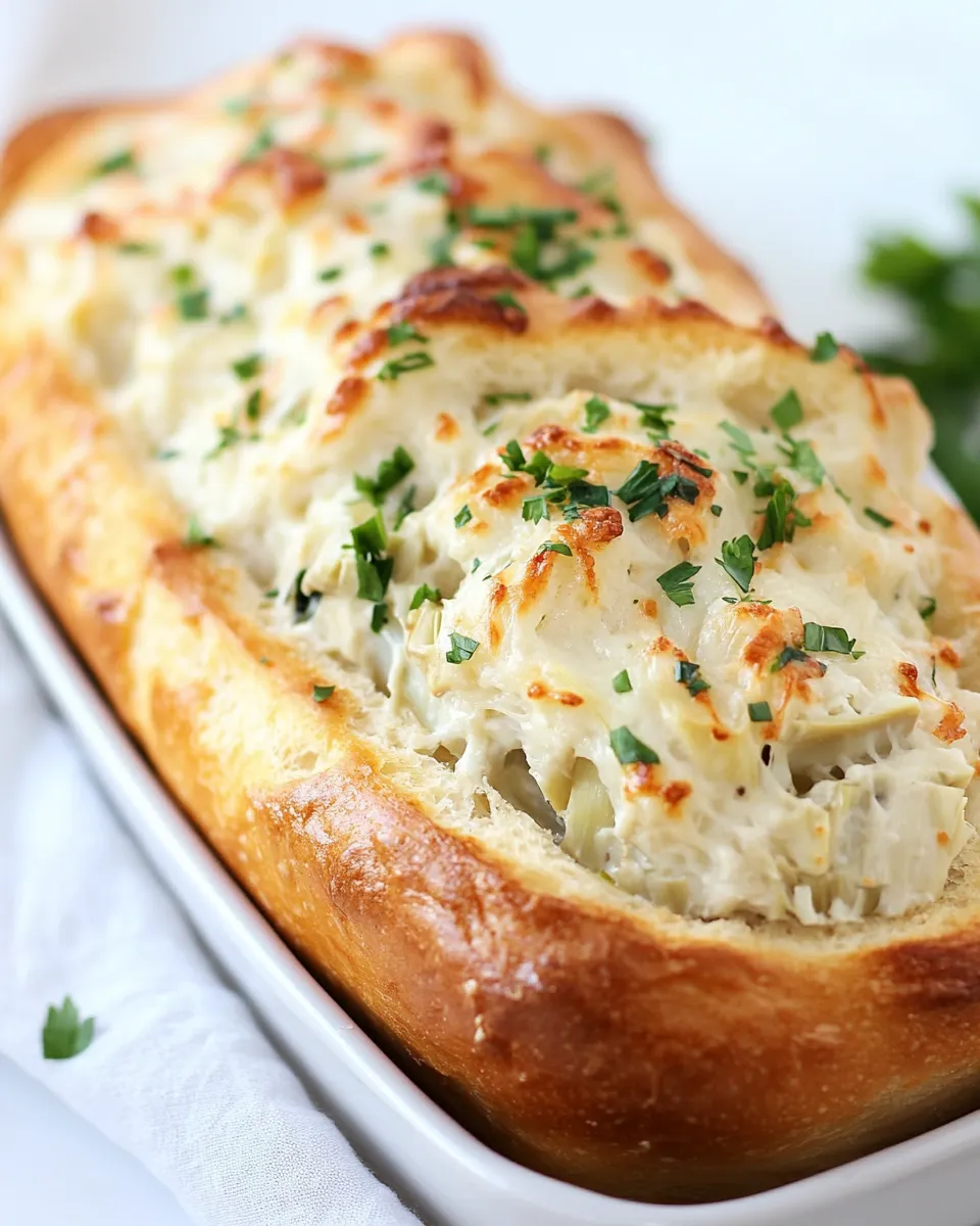 Easy Artichoke Dip Stuffed Bread recipe photo