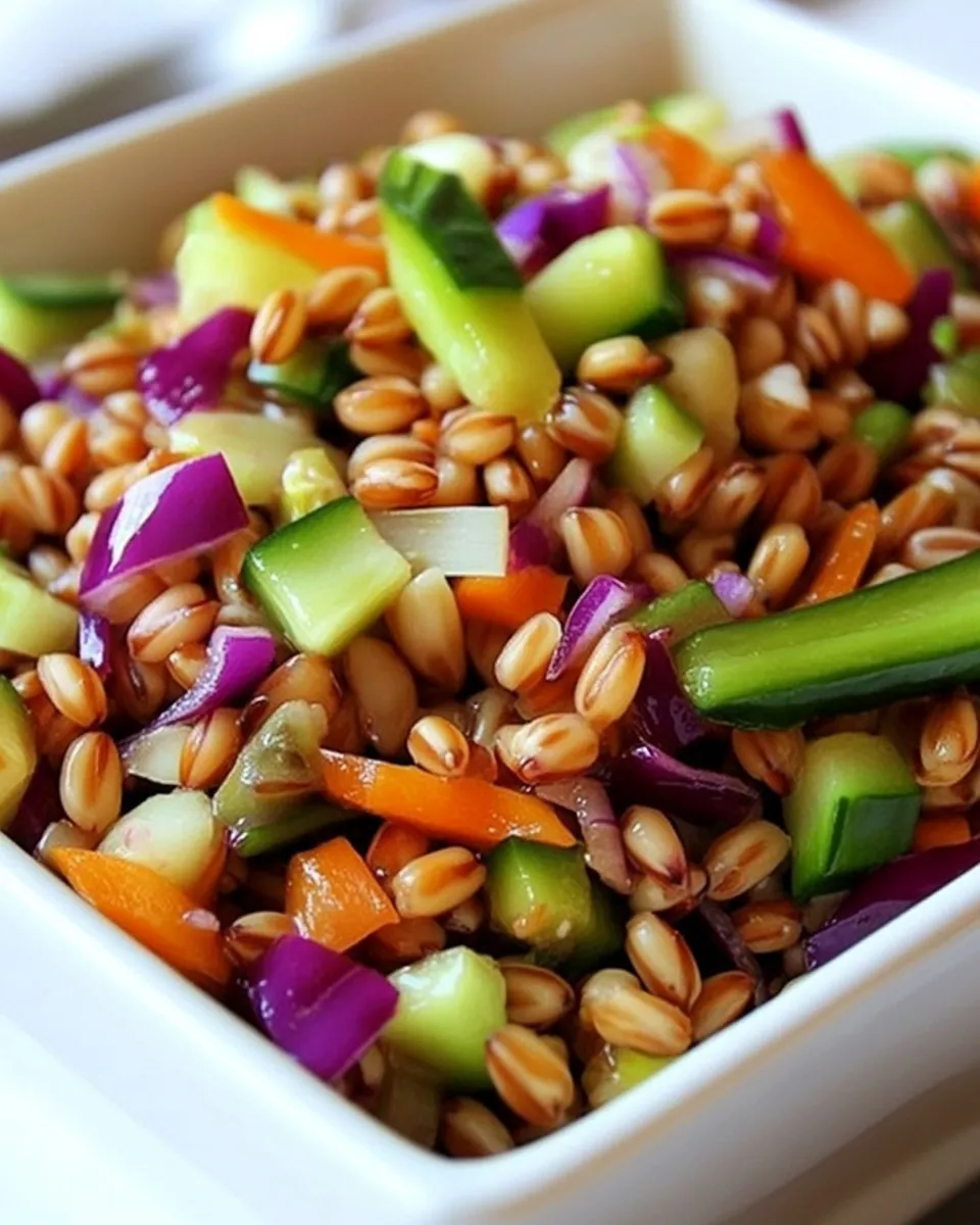 Fresh Asian Wheat Berry Salad shot