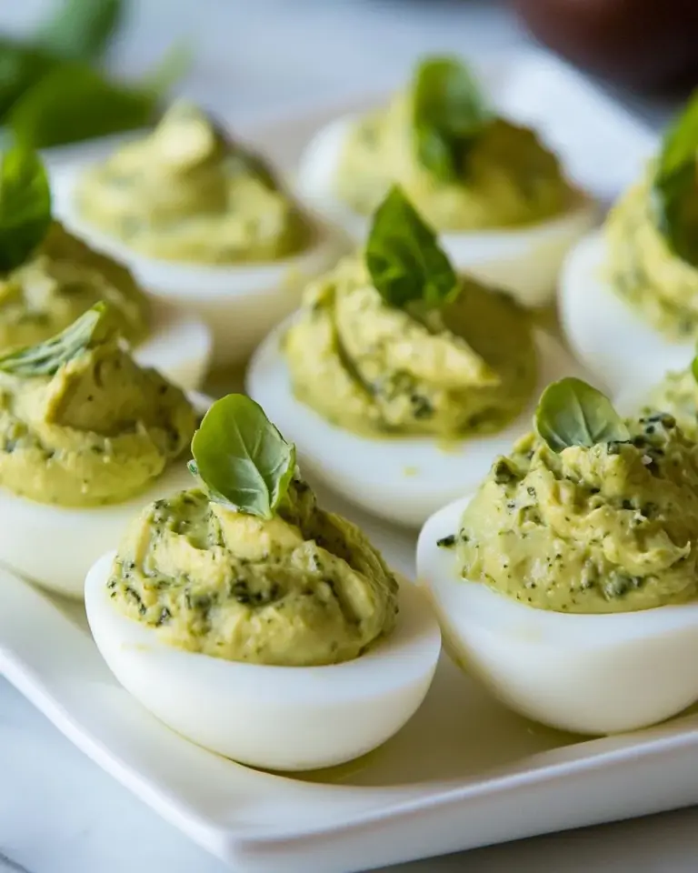 Homemade Avocado Pesto Deviled Eggs photo