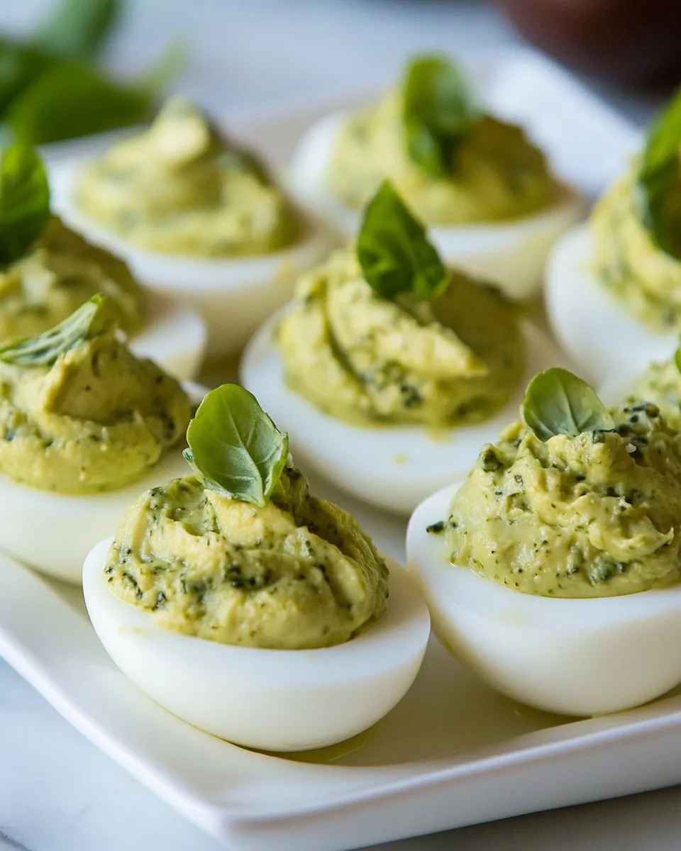 Homemade Avocado Pesto Deviled Eggs photo