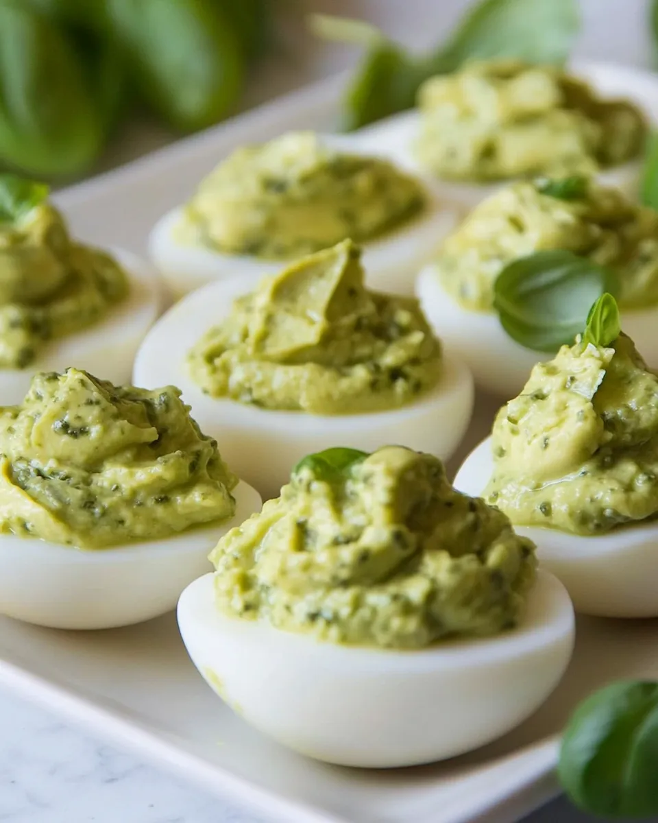 Easy Avocado Pesto Deviled Eggs recipe photo