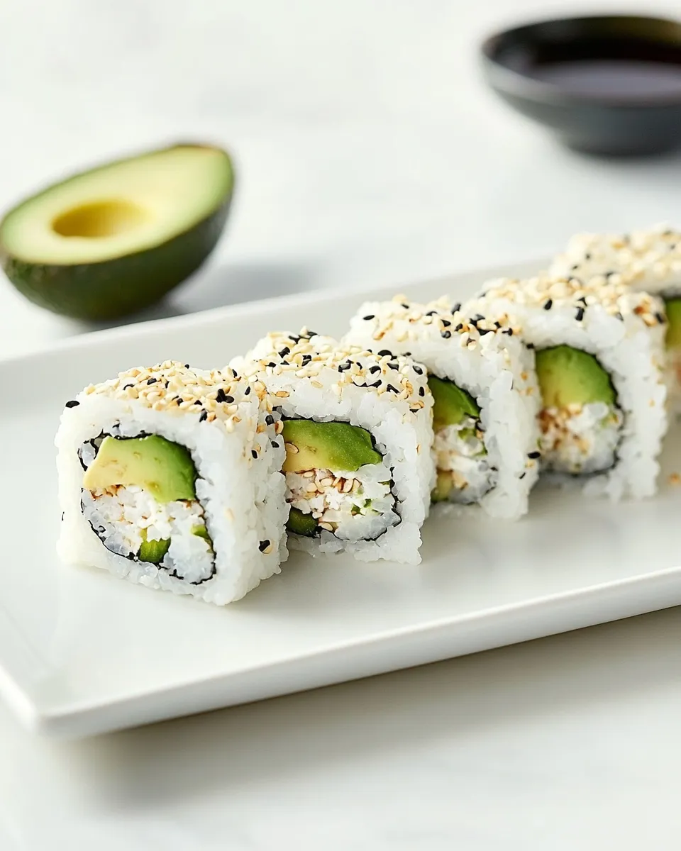 Delicious Avocado Sushi Roll shot