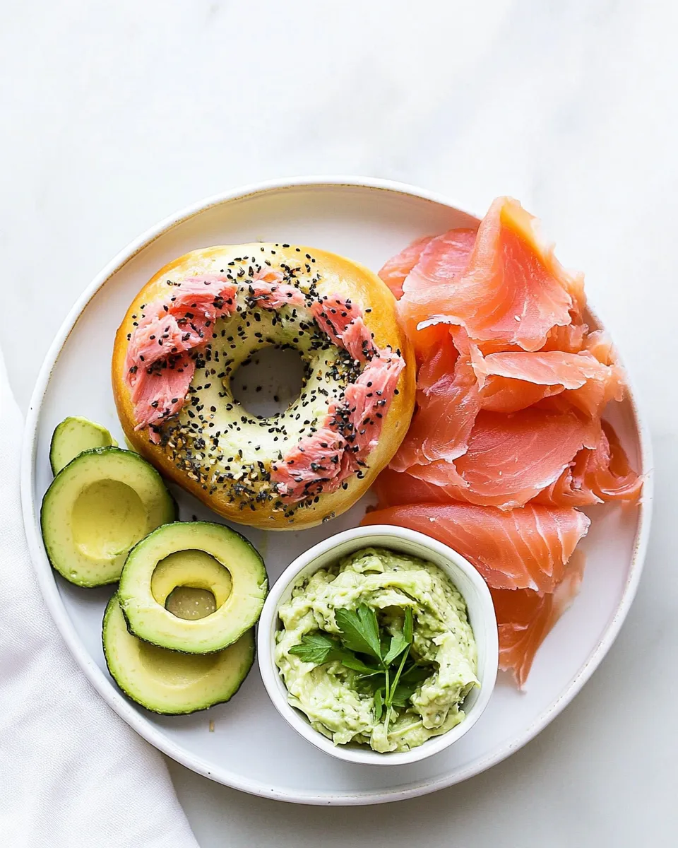 Delicious Bagels with Smoked Salmon and Herbed Avocado Spread image