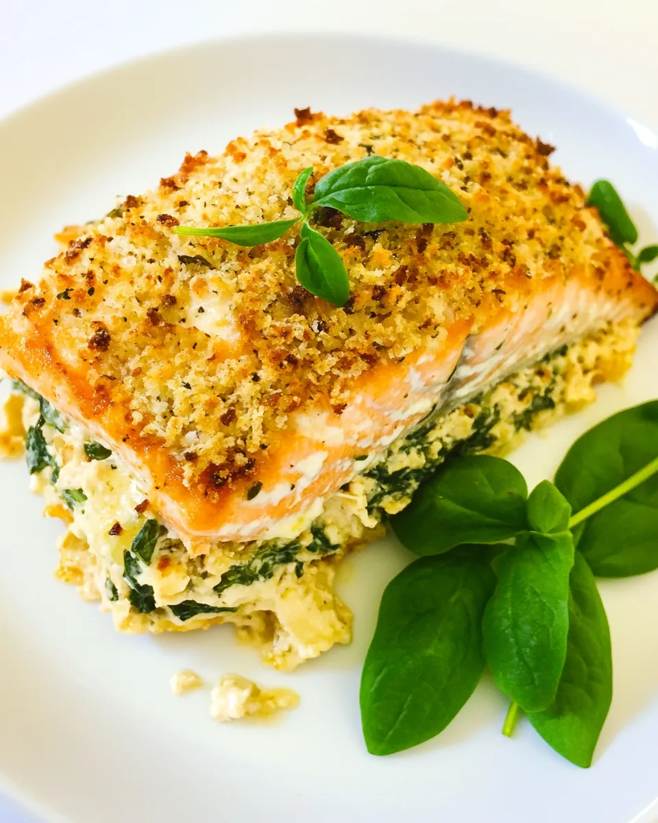 Easy Baked Salmon Stuffed with Mascarpone Spinach photo