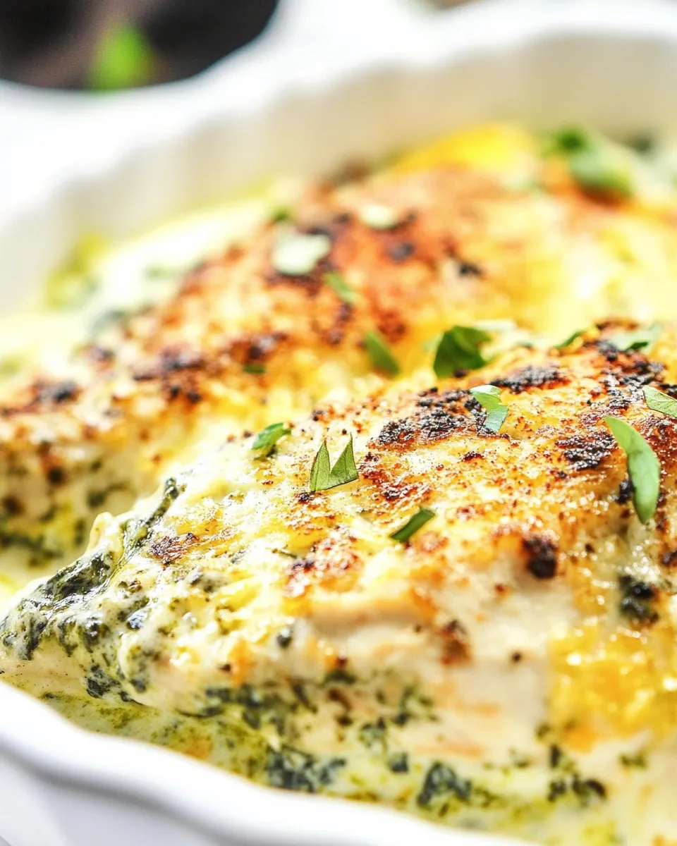 Delicious Baked Spinach Dip Chicken image
