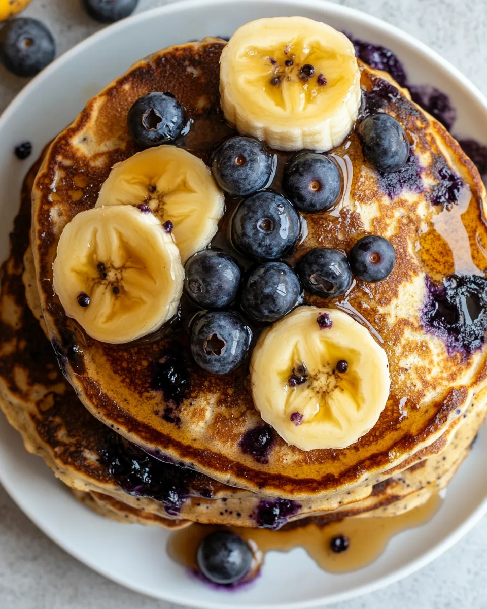 Homemade Banana Blueberry Pancakes photo