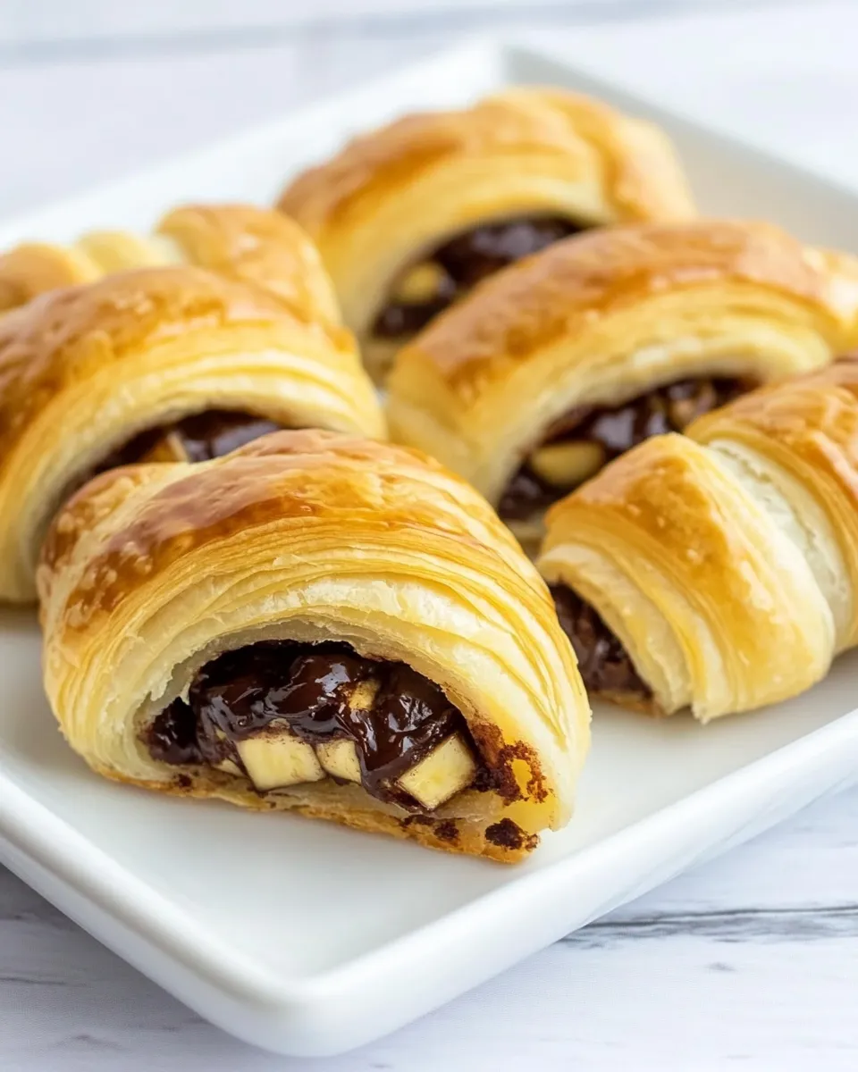 Delicious Banana Nutella Croissants shot