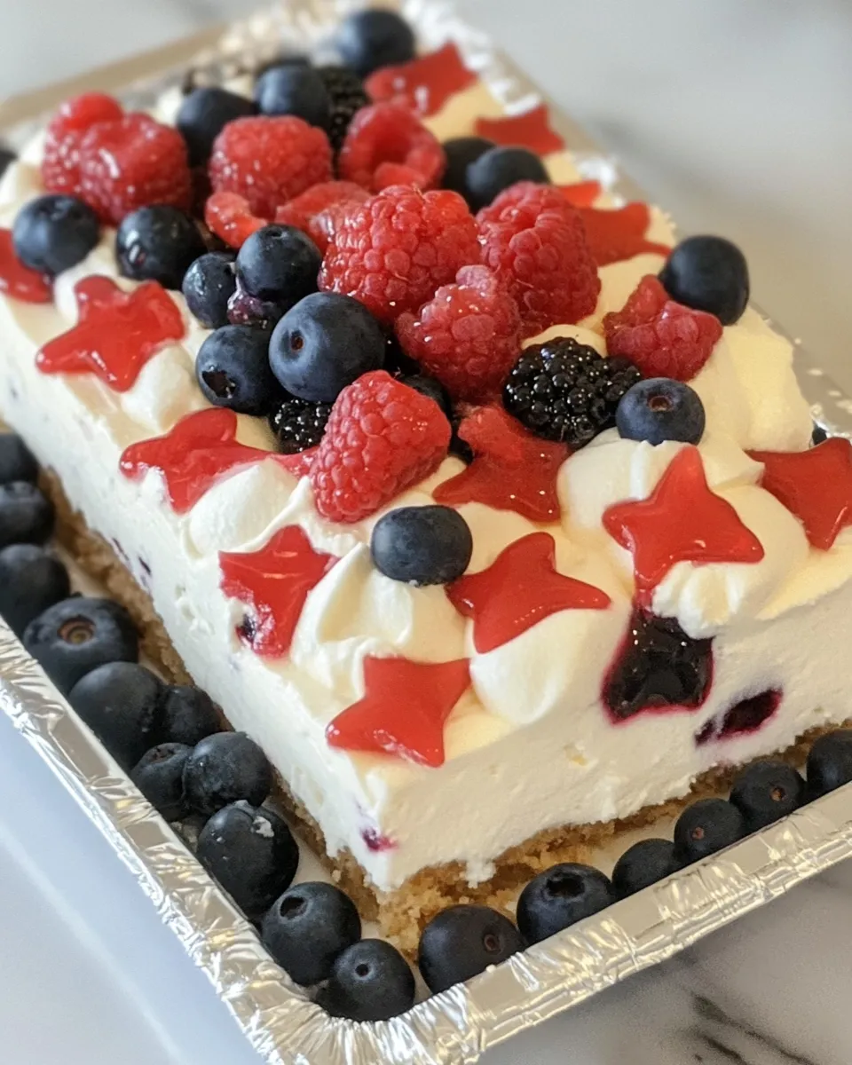 Homemade Berry Cheesecake Flag Dessert photo