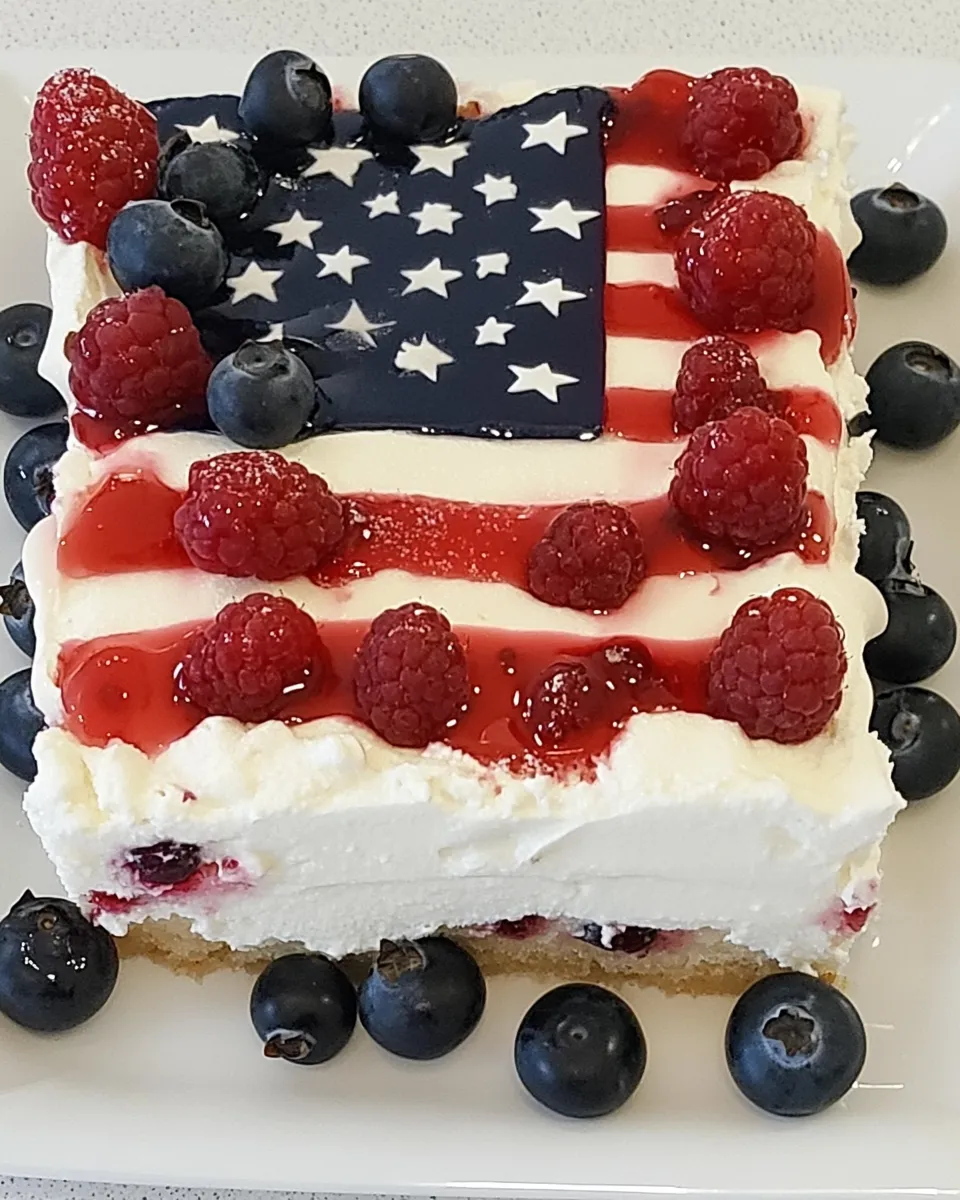 Classic Berry Cheesecake Flag Dessert image