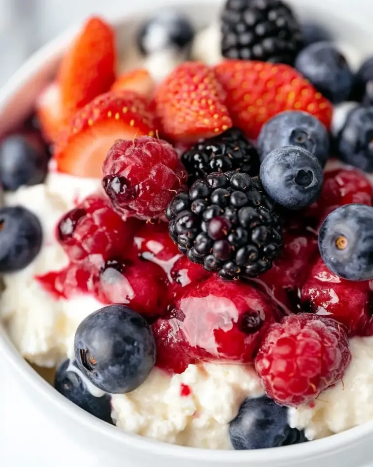 Homemade Berry Cottage Cheese Breakfast Bowl photo