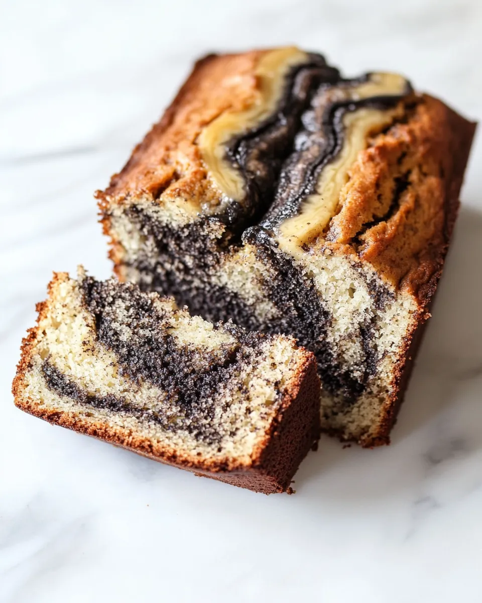 Delicious Black Sesame Swirl Banana Bread food shot