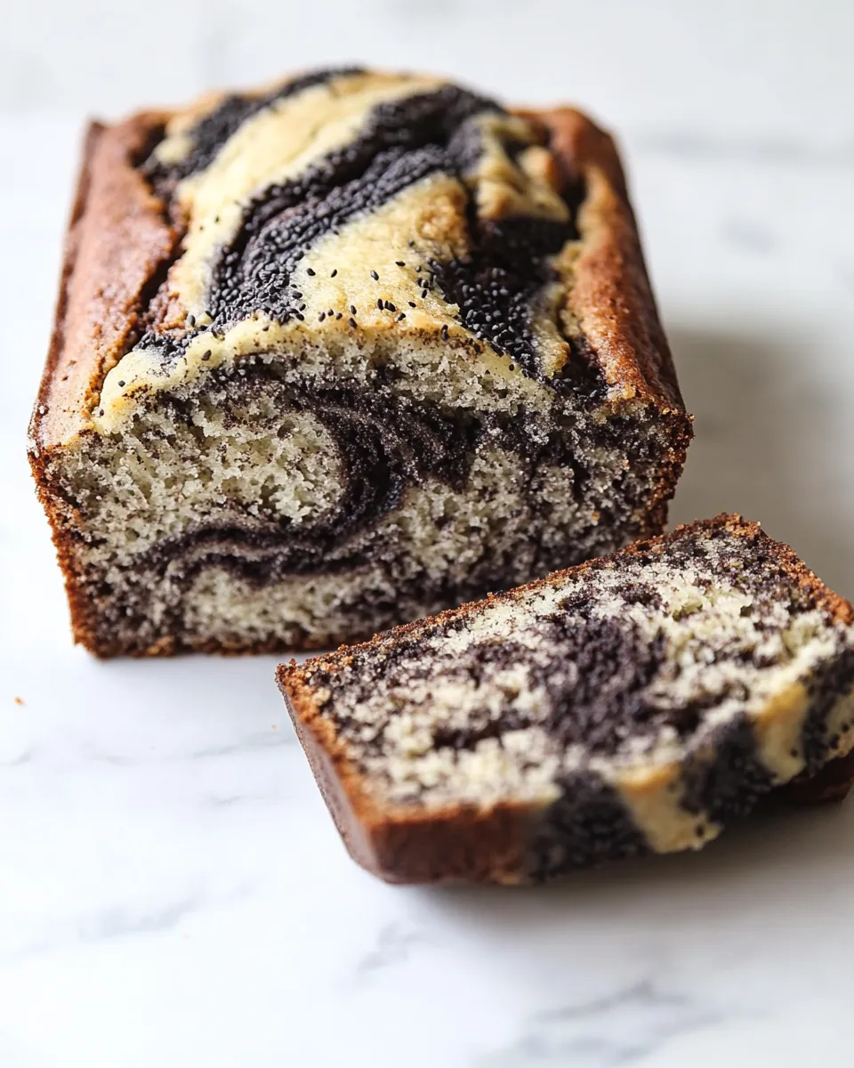 Easy Black Sesame Swirl Banana Bread plate image