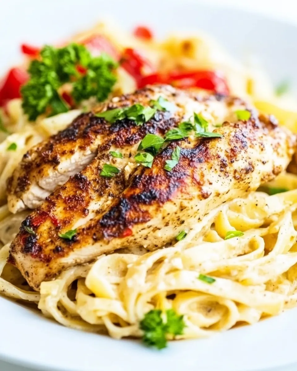 Savory Blackened Chicken Fettuccine shot