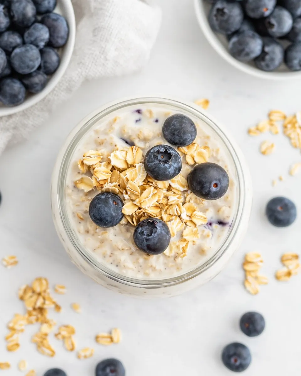 Delicious Blueberry Muffin Overnight Oats shot