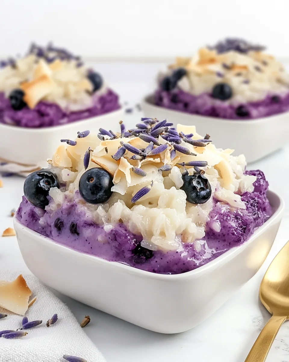 Healthy Blueberry & Lavender Coconut Rice Pudding shot