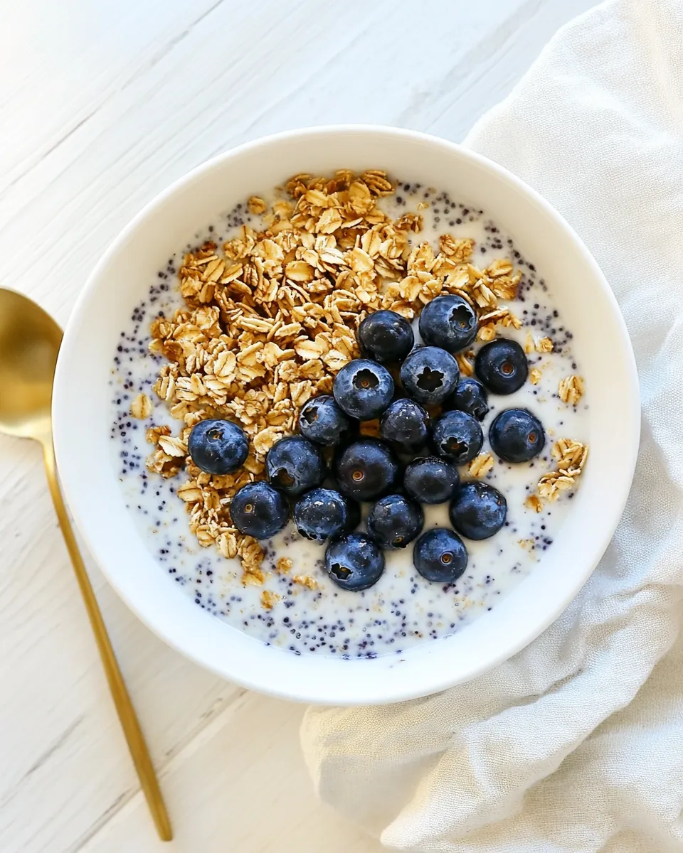 Delicious Blueberry and Granola Overnight Oats shot