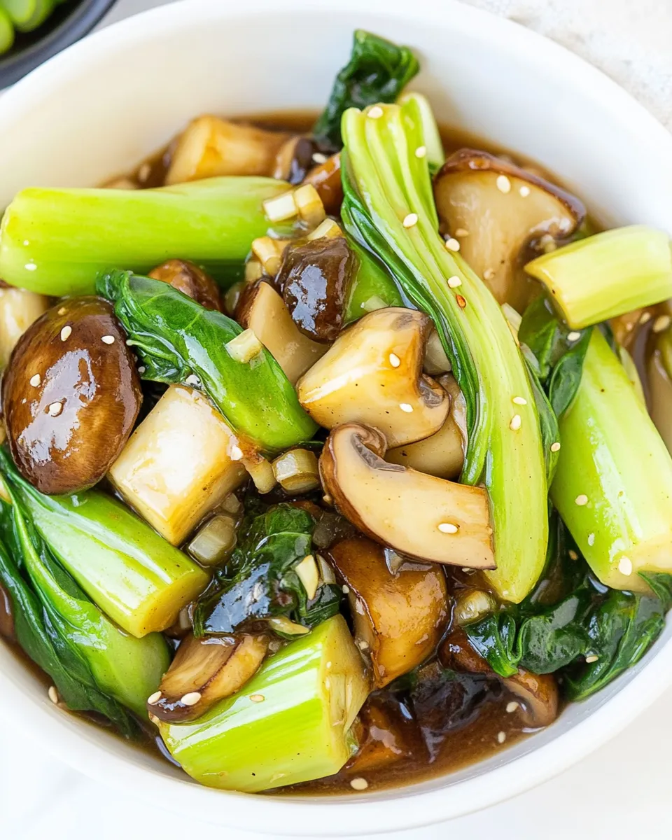 Homemade Bok Choy and Shiitake Mushrooms in Garlic Sauce photo