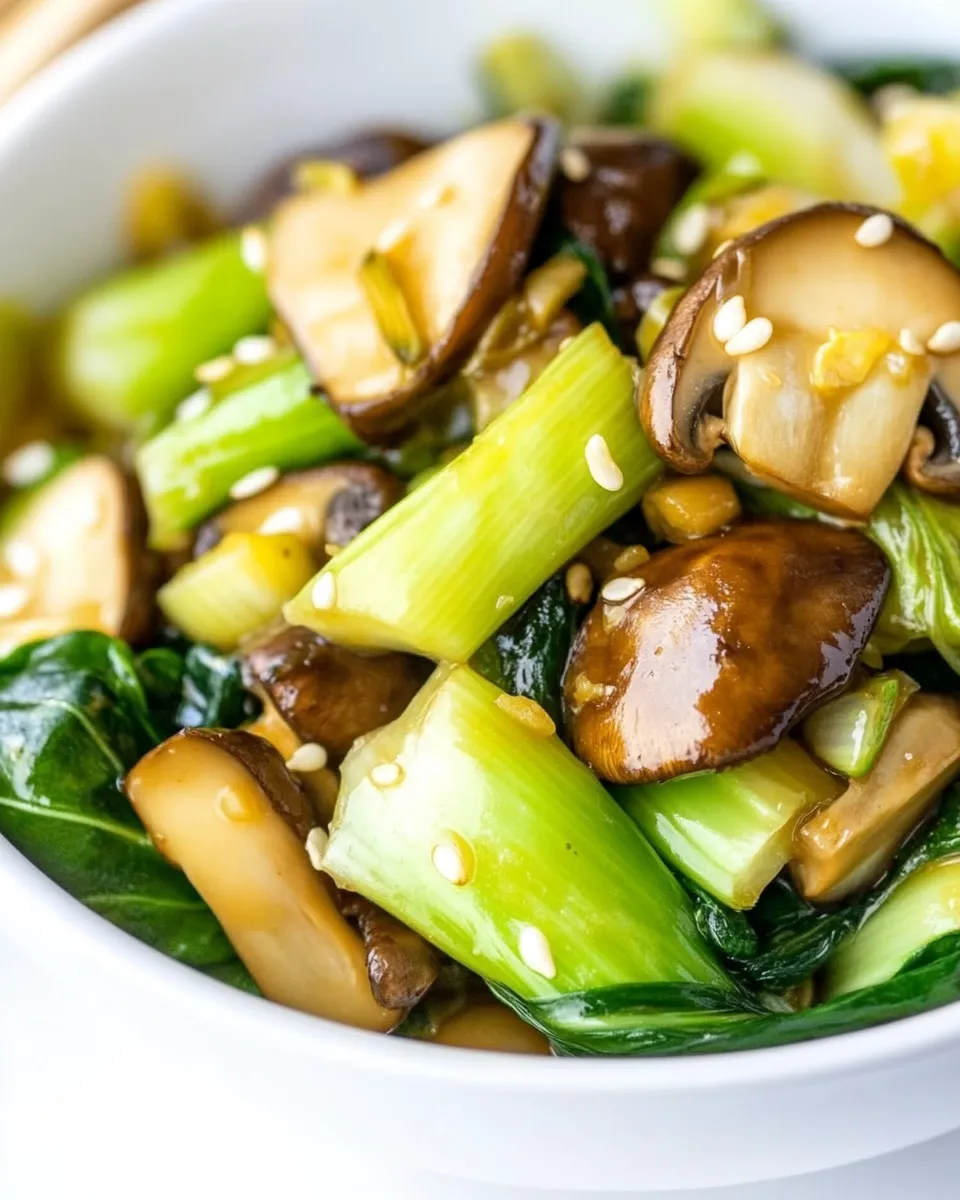 Classic Bok Choy and Shiitake Mushrooms in Garlic Sauce image