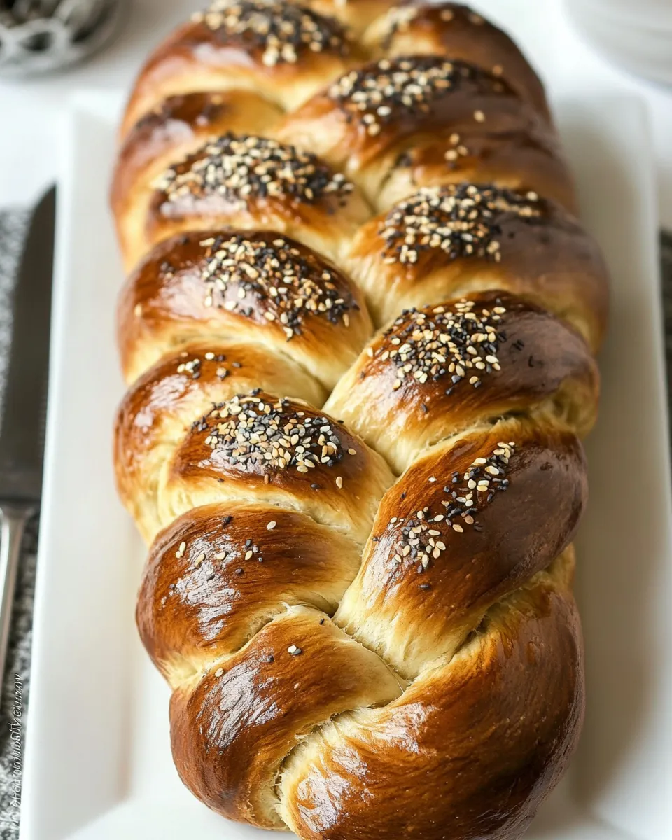 Delicious Braided Challah Bread shot