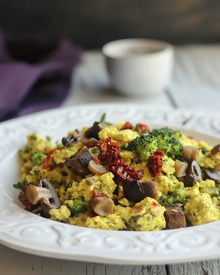 Homemade Broccoli, Mushroom, and Sun-Dried Tomato Scramble photo