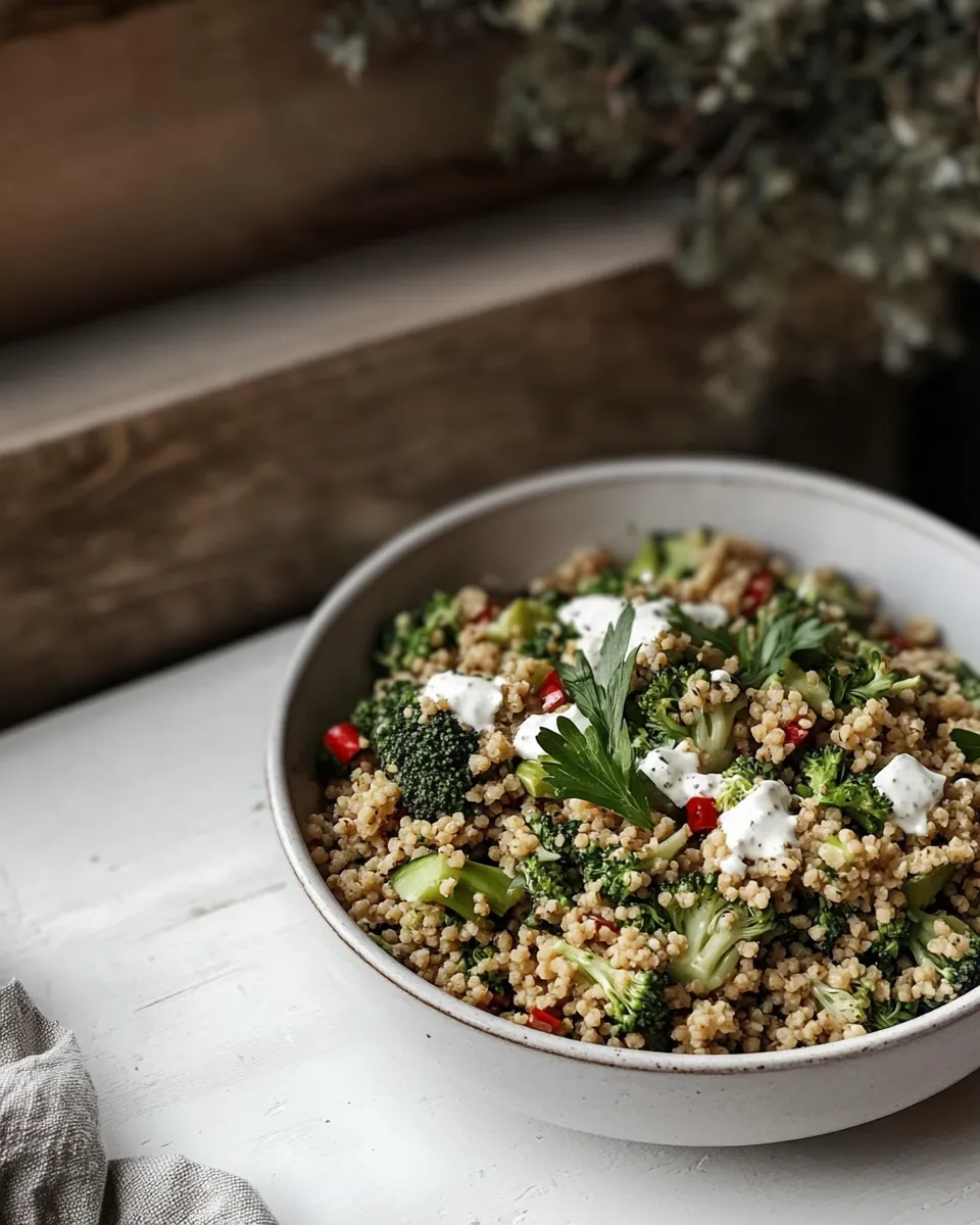 Delicious Broccoli Salad with Couscous and Tahini Dressing recipe photo