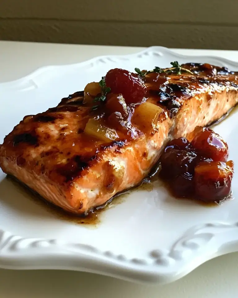 Homemade Broiled Wild Salmon with Cherry Apple Chutney photo
