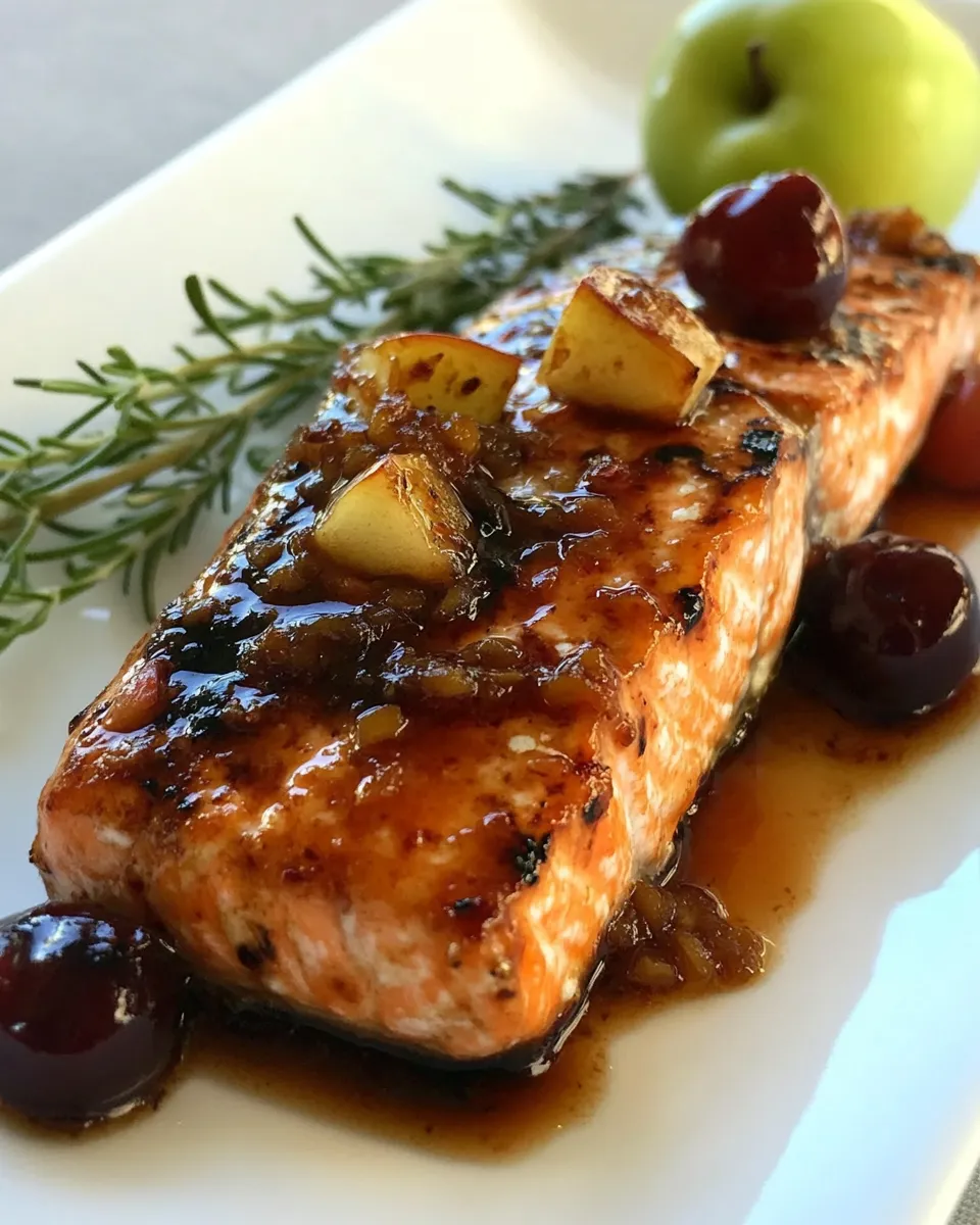 Delicious Broiled Wild Salmon with Cherry Apple Chutney image