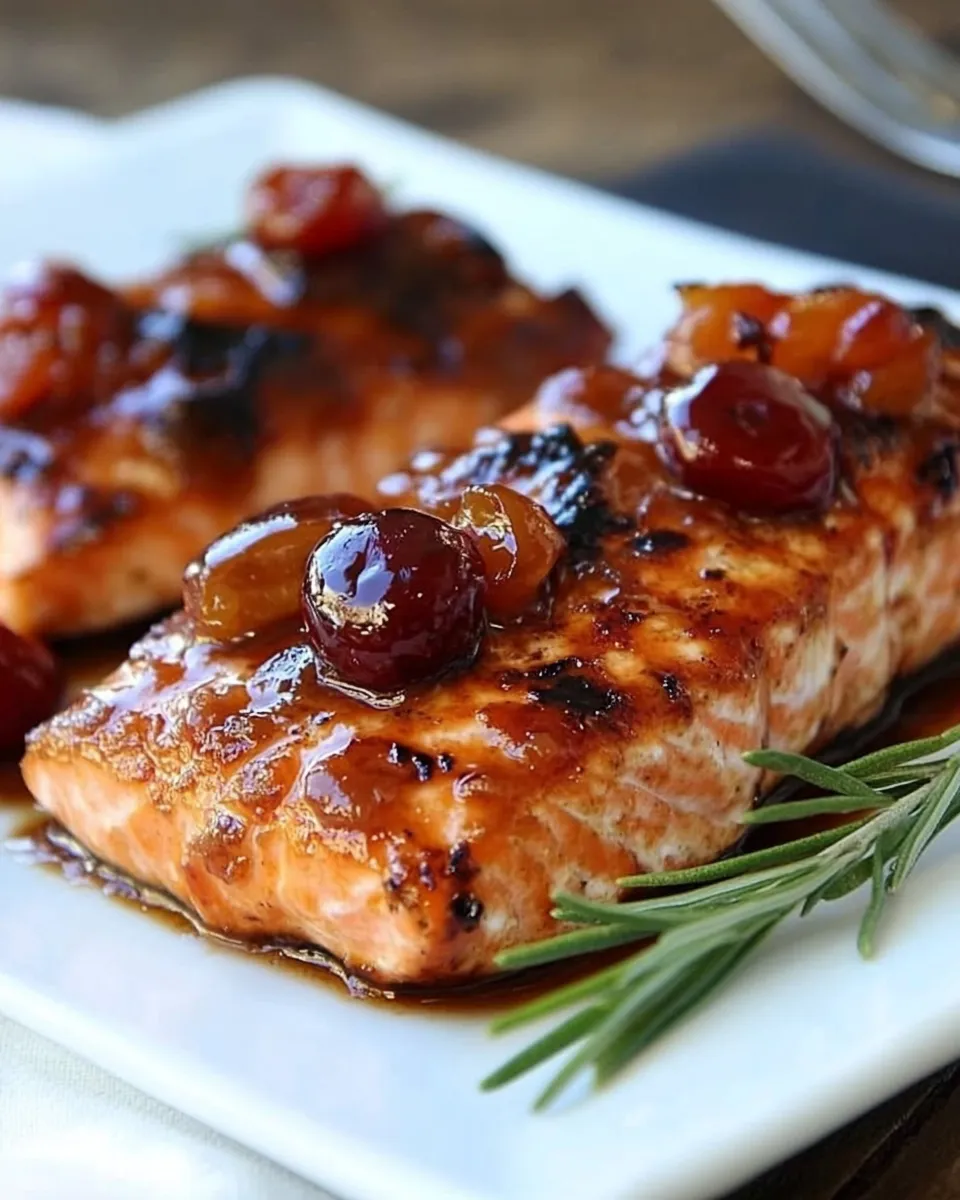 Quick Broiled Wild Salmon with Cherry Apple Chutney recipe photo