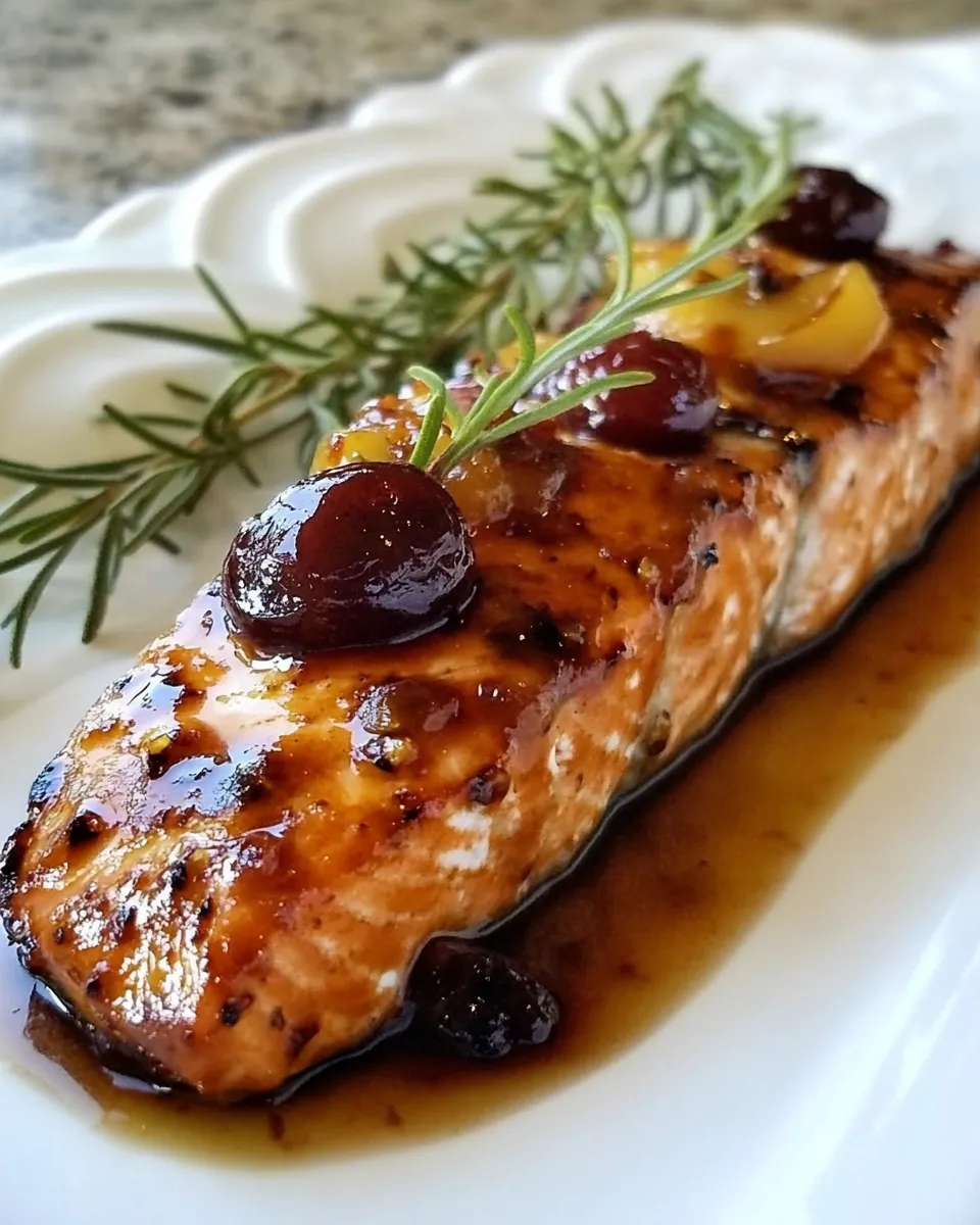 Healthy Broiled Wild Salmon with Cherry Apple Chutney dish photo