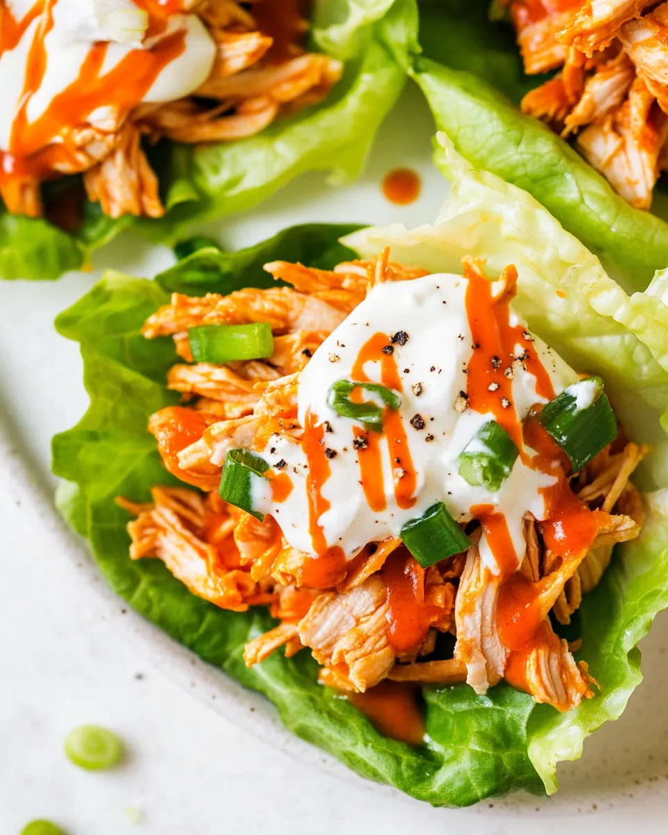 Homemade Buffalo Chicken Lettuce Wraps (Slow Cooker, Instant Pot) recipe photo