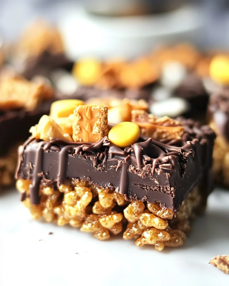 Delicious Butterfinger Chocolate Rice Krispie Treats shot