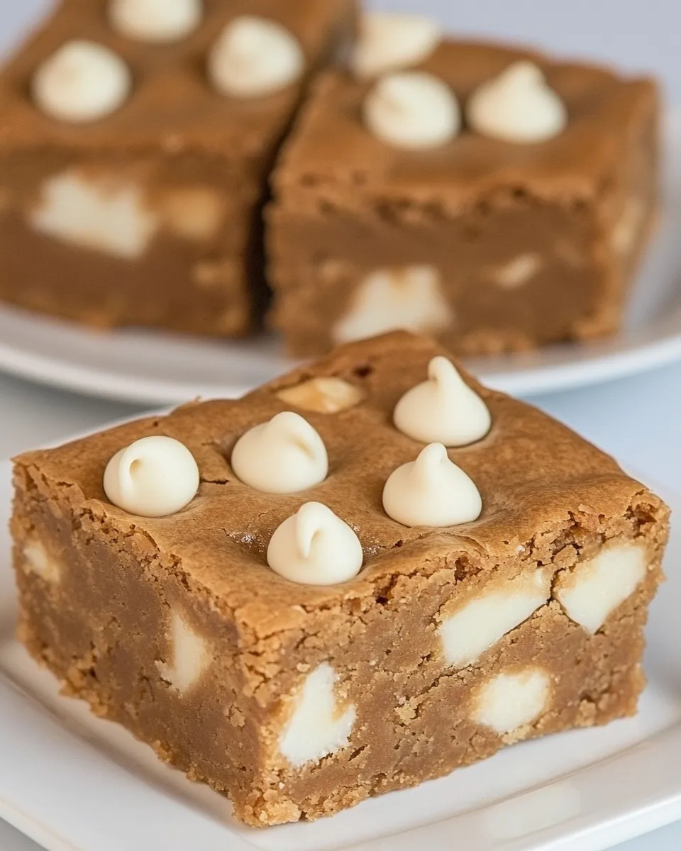 Delicious Butterscotch Blondies with White Chocolate Chips shot