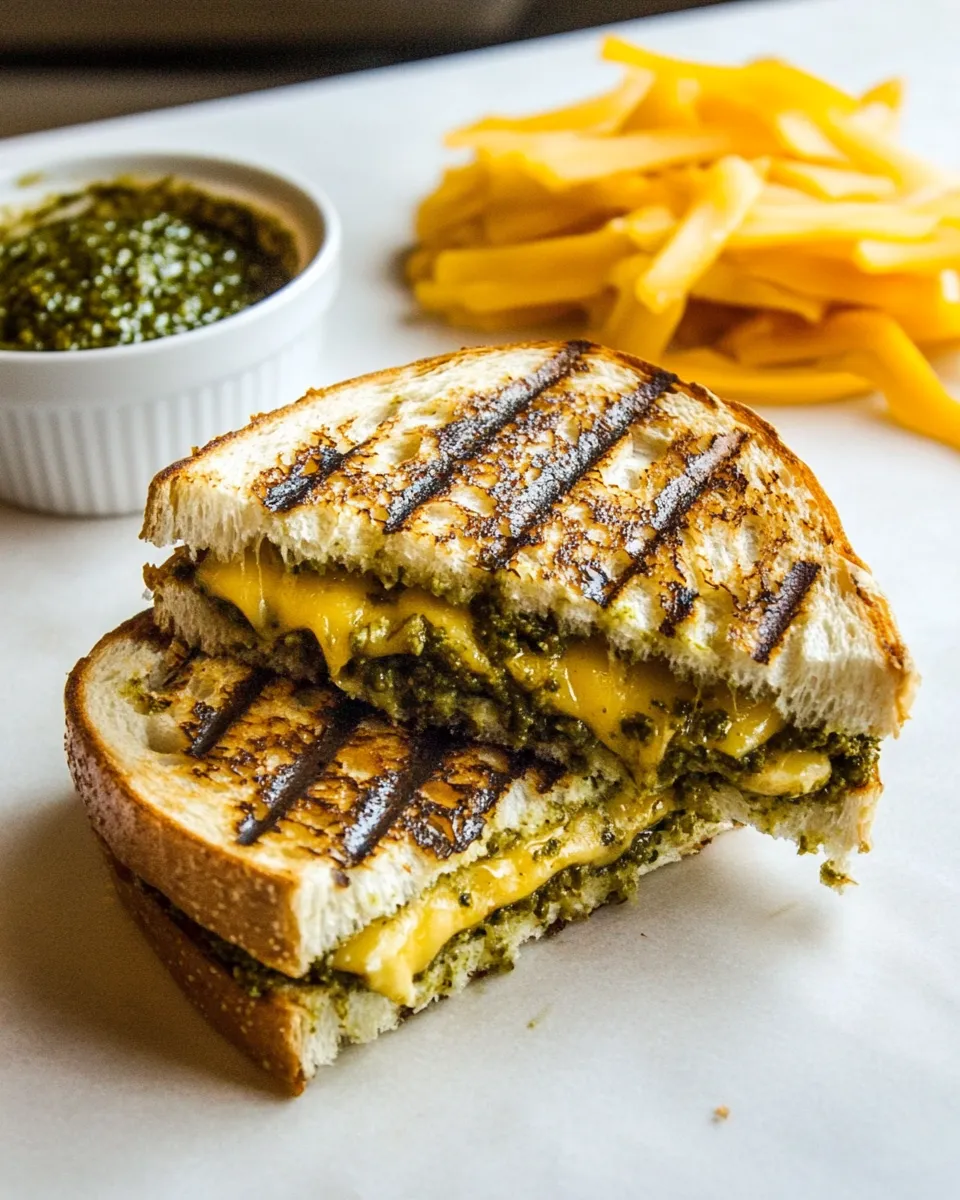 Quick Cheddar Pesto Panini Melts recipe photo