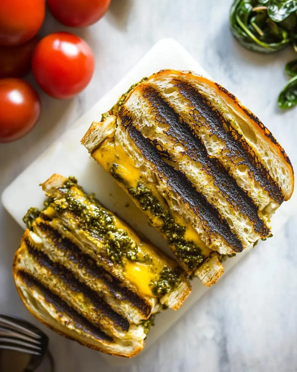 Savory Cheddar Pesto Panini Melts dish photo