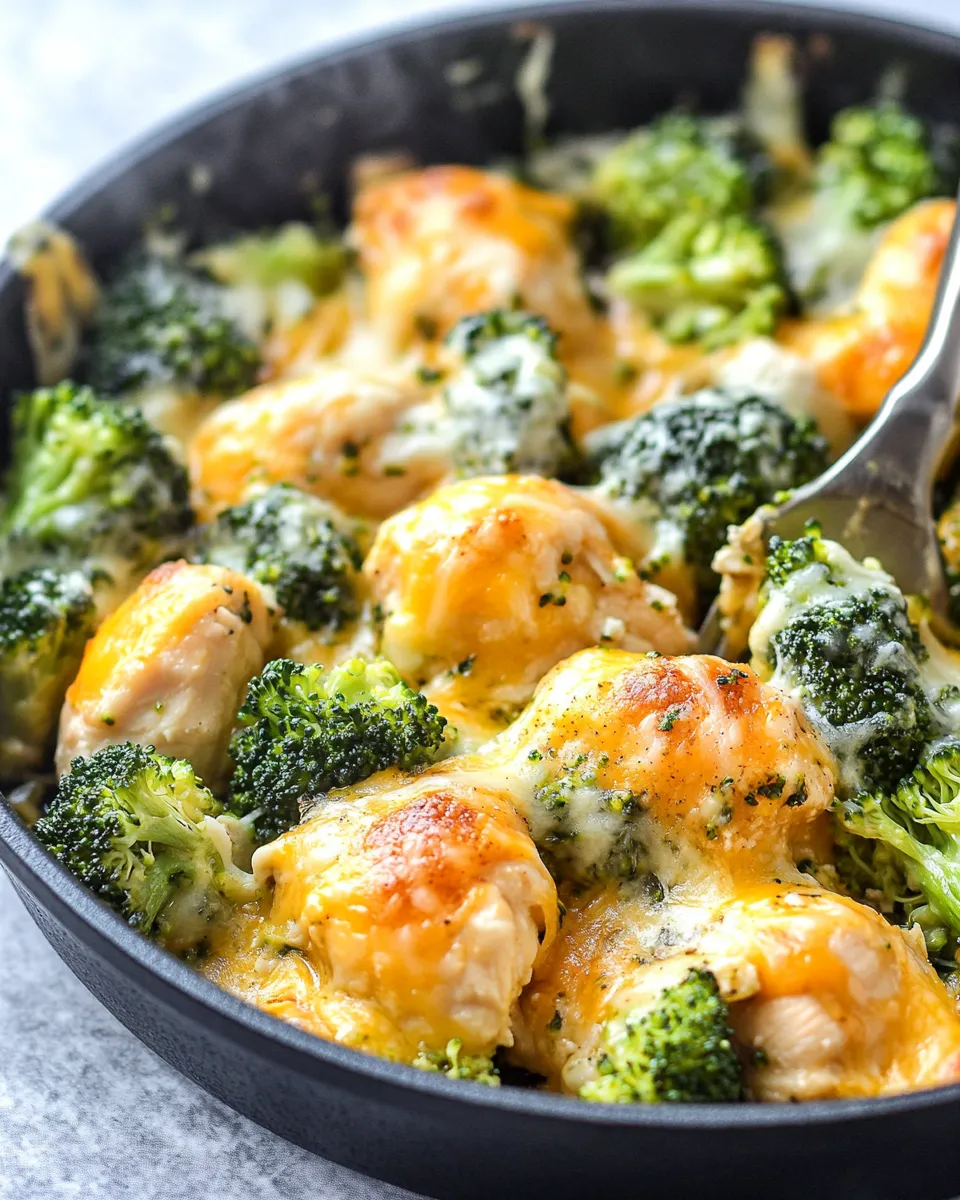 Quick Cheesy Broccoli Chicken Skillet Recipe shot
