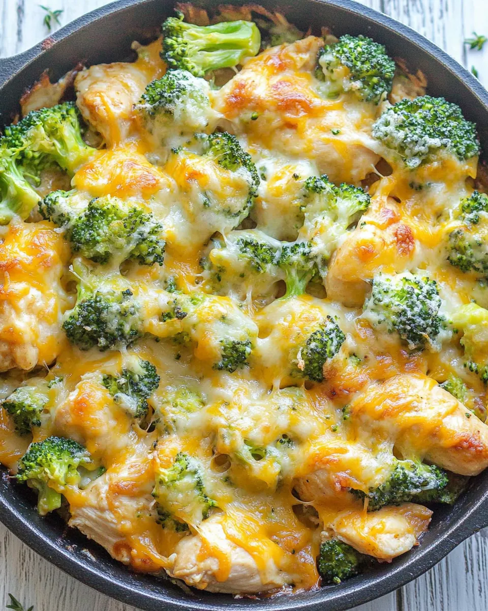 Healthy Cheesy Broccoli Chicken Skillet Recipe dish photo
