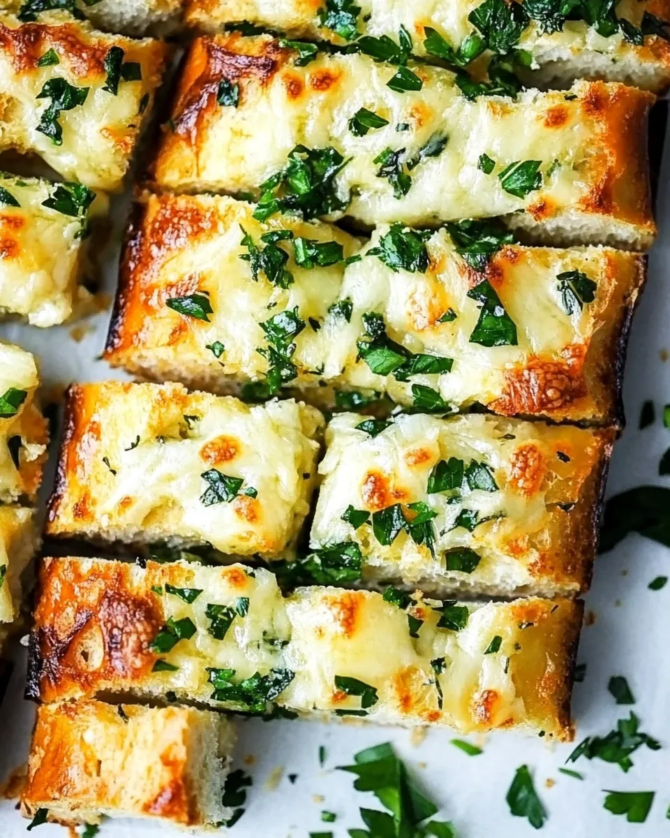 Delicious Cheesy Homemade Garlic Bread shot