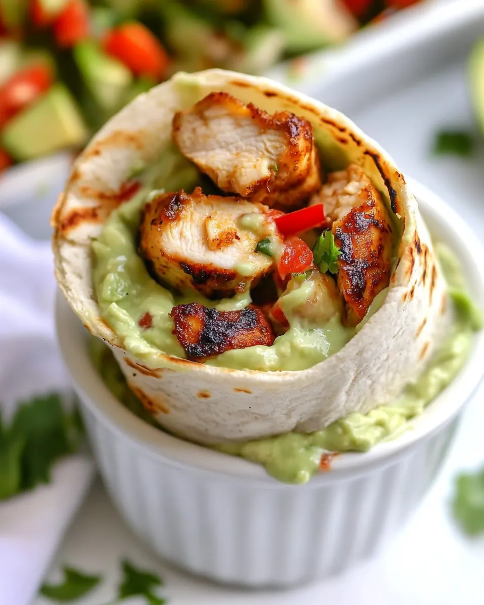 Delicious Chicken Fajita Wraps with Creamy Avocado Dip image