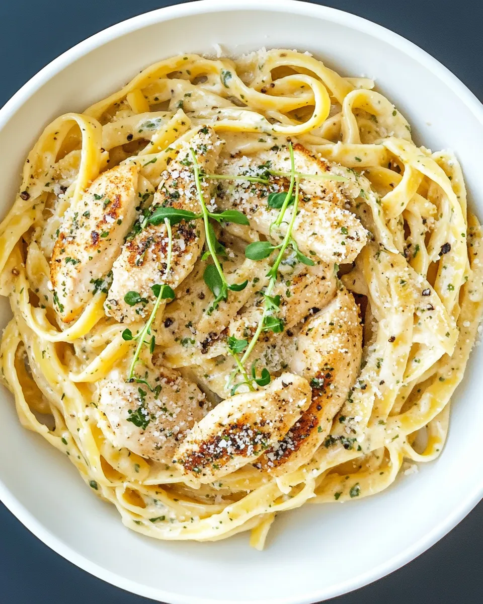 Delicious Chicken Fettuccine Alfredo shot