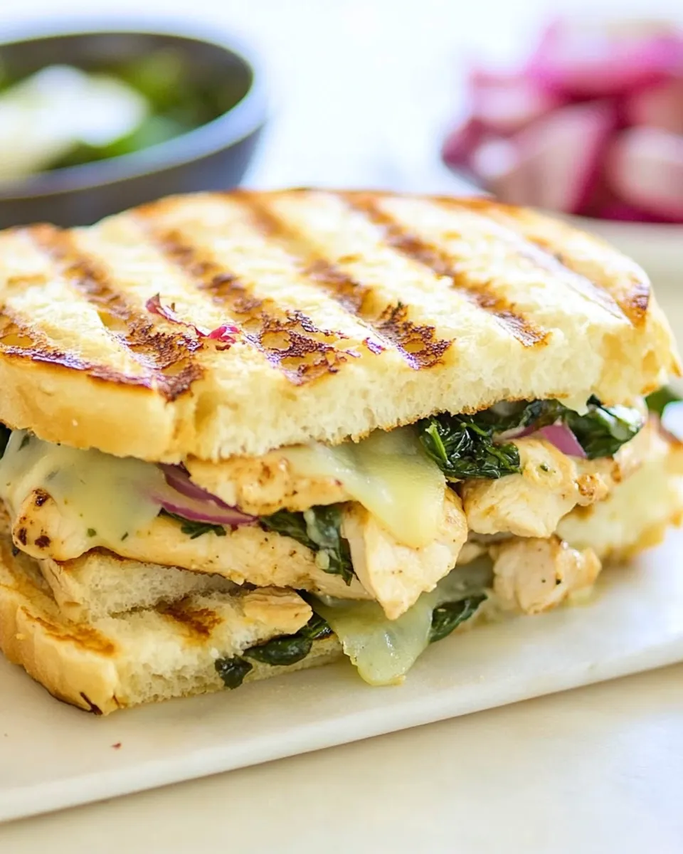 Delicious Chicken Florentine Panini shot