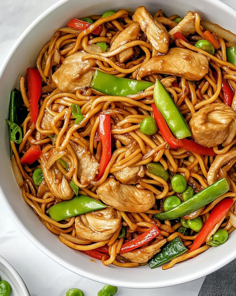 Delicious Chicken Lo Mein food shot