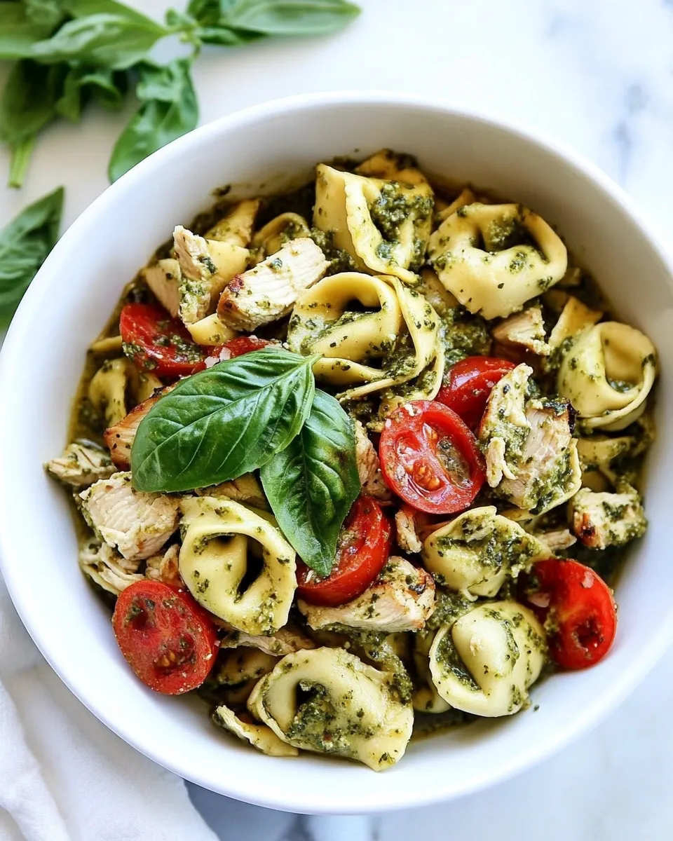 Quick Chicken Pesto Tortellini shot